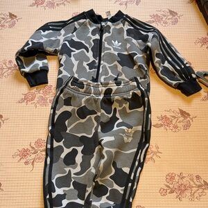 Adidas Black and Gray Camouflage Tracksuit